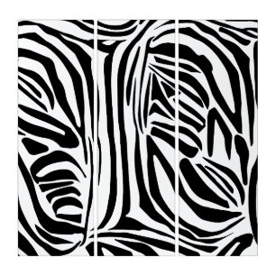 Bold Black and White Zebra Print Pattern Triptych