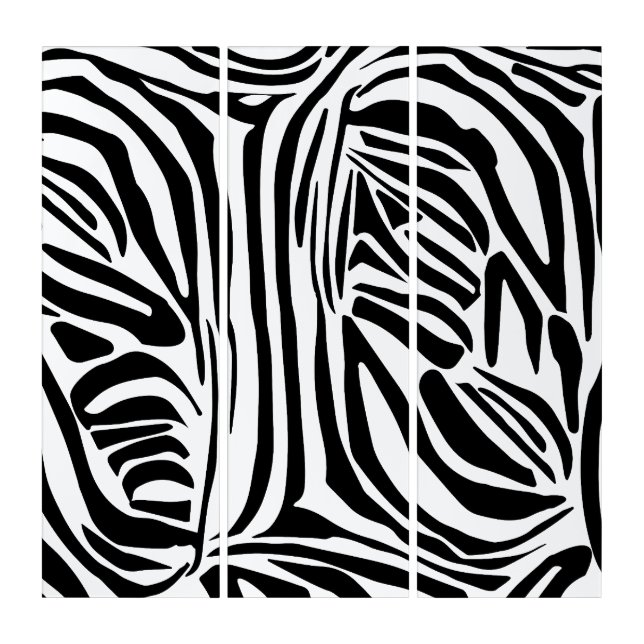 Bold Black and White Zebra Print Pattern Triptych (Front)