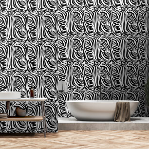 Bold Black and White Zebra Print Pattern Wallpaper