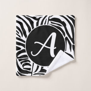 Bold Black and White Zebra Print Pattern Wash Cloth