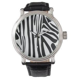 Bold Black and White Zebra Print Pattern Watch