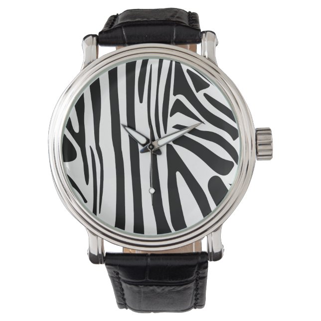 Bold Black and White Zebra Print Pattern Watch (Front)