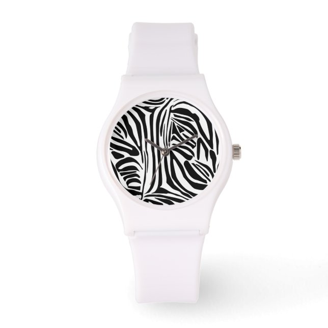Bold Black and White Zebra Print Pattern Watch (Front)