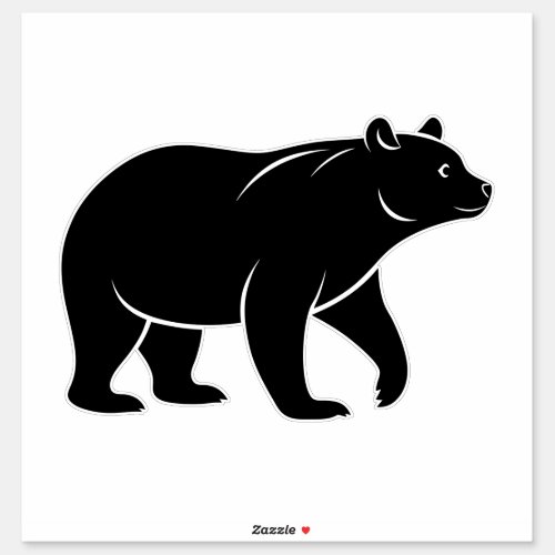 Bold Black Bear Silhouette Durable Sticker