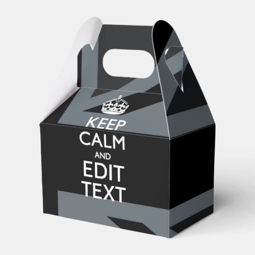 Bold Black Black  Keep Calm Your Text Union Jack Favor Boxes