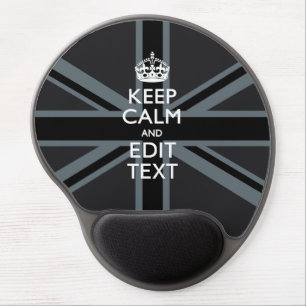 Bold Black Black Keep Calm Your Text Union Jack Gel Mouse Pad