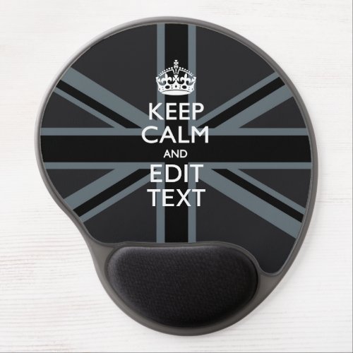 Bold Black Black  Keep Calm Your Text Union Jack Gel Mouse Pad