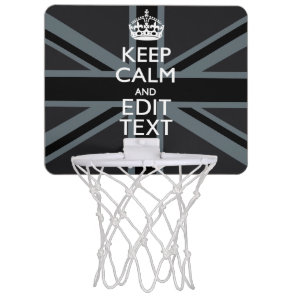 Bold Black Black  Keep Calm Your Text Union Jack Mini Basketball Hoop