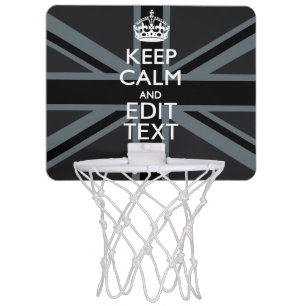 Bold Black Black Keep Calm Your Text Union Jack Mini Basketball Hoop