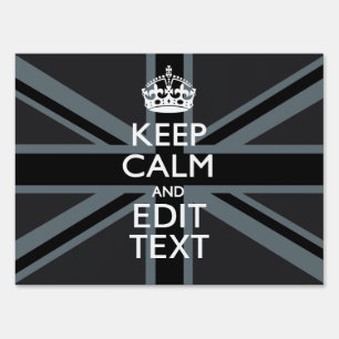 Bold Black Black  Keep Calm Your Text Union Jack Sign
