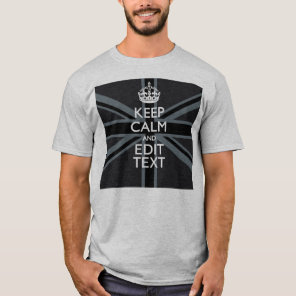 Bold Black Black  Keep Calm Your Text Union Jack T-Shirt