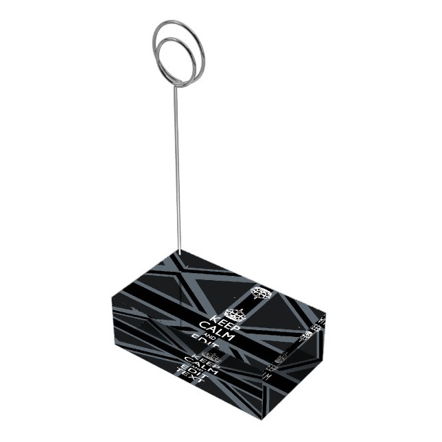 Bold Black Black  Keep Calm Your Text Union Jack Table Card Holder (Corner)