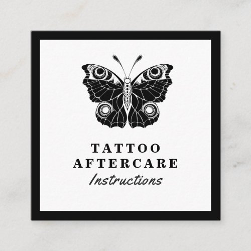 Bold Black Butterfly Tattoo Aftercare Instructions Square Business Card