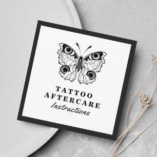 Bold Black Butterfly Tattoo Aftercare Instructions Square Business Card