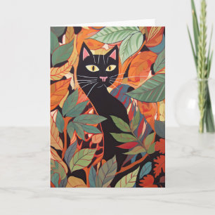 Bold Black Cat Painting Card
