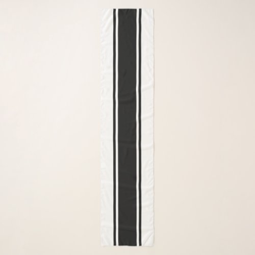 Bold Black Center Floating Pinstripes White Edges Scarf