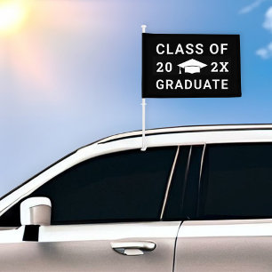 Bold Black Class of 2026 Graduate Car Flag