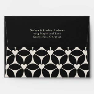 Bold Black Cream Retro Flowers Envelope