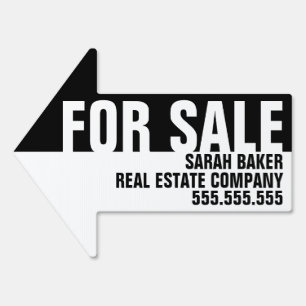 Bold Black Directional For Sale Sign