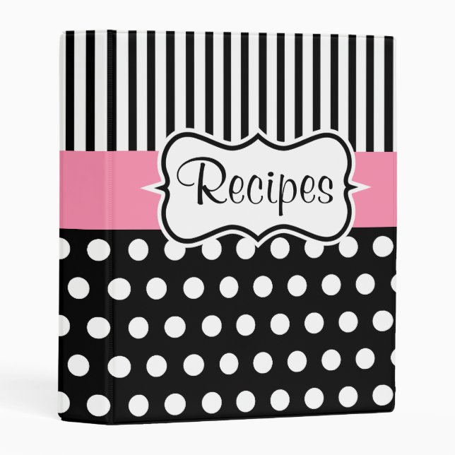 Bold Black Dot Recipe Binder (Front/Spine)