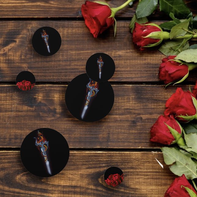 Bold Black Fantasy Dragon Sword Red Roses Confetti (Creator Uploaded)