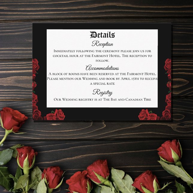 Bold Black Fantasy Dragon Sword Red Roses Enclosure Card (Creator Uploaded)