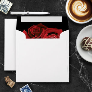 Bold Black Fantasy Dragon Sword Red Roses Envelope