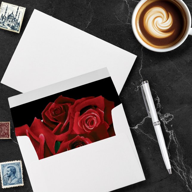 Bold Black Fantasy Dragon Sword Red Roses Envelope (Creator Uploaded)