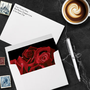 Bold Black Fantasy Dragon Sword Red Roses Envelope