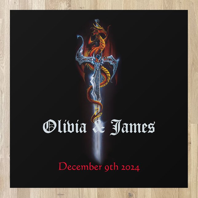 Bold Black Fantasy Dragon Sword Red Roses Floor Decals (Creator Uploaded)