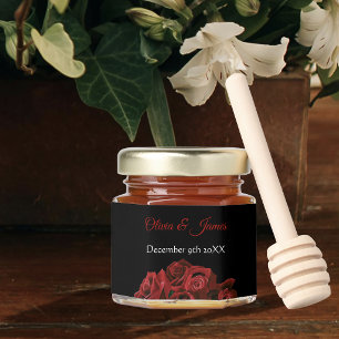 Bold Black Fantasy Dragon Sword Red Roses Honey Jar Favors