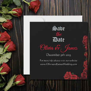 Bold Black Fantasy Dragon Sword Red Roses Invitation