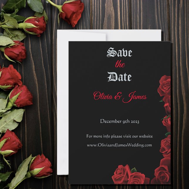 Bold Black Fantasy Dragon Sword Red Roses Invitation (Creator Uploaded)