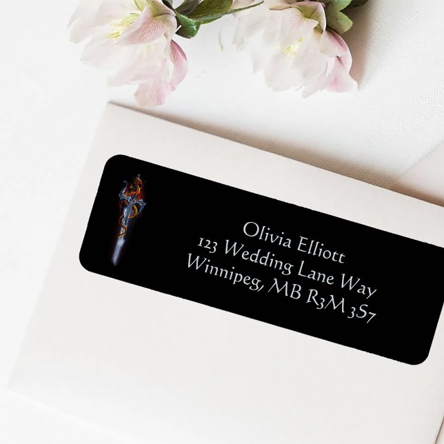 Bold Black Fantasy Dragon Sword Red Roses Label (Creator Uploaded)