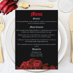 Bold Black Fantasy Dragon Sword Red Roses Menu