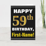 [ Thumbnail: Bold, Black, Faux Gold 59th Birthday W/ Name Card ]
