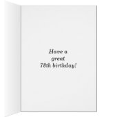 Bold, Black, Faux Gold 78th Birthday w/ Name Card (Inside (Right))