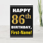 [ Thumbnail: Bold, Black, Faux Gold 86th Birthday W/ Name Card ]