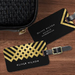 Bold Black Faux Gold Geometric Luggage Tag<br><div class="desc">Stand out from all the other luggage at the baggage claim with this bold and elegant black bag tag featuring a faux gold geometric design. Personalize this tag with your information and for more options such as to change the font and it's size click the "Customize it" button. *Please note...</div>