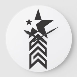 Bold Black Geometric Star Large Clock