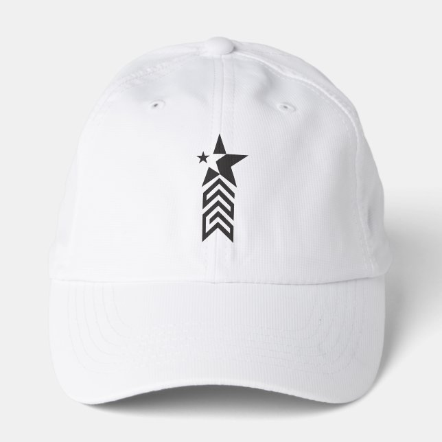 Bold Black Geometric Star Performance Cap (Front)