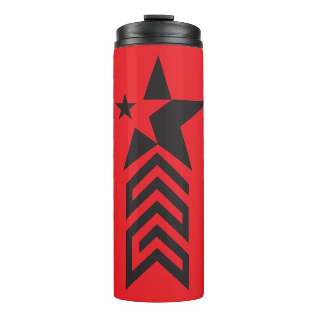Bold Black Geometric Star Thermal Tumbler (Front)