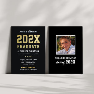Bold Black Gold 2026 Graduate Graduation Party Foil Invitation