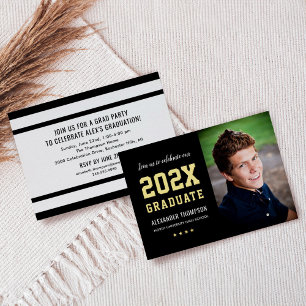 Bold Black Gold 2026 Graduate Photo Grad Party Foil Invitation