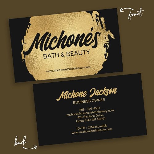 Bold Black Gold Foil Modern Luxury Glamorous Chic Business Card