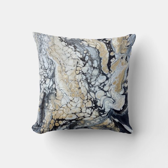 Bold Black Gold & White Pillow (Front)