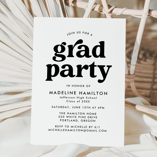 Bold Black Graduation Party Invitation