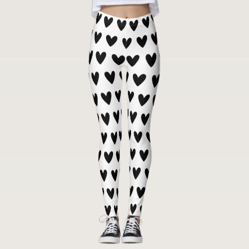 Bold Black Graphic Heart  Leggings