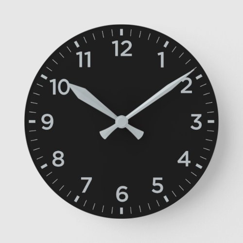 Bold Black Gray Gloss Minimalist Wall Clock