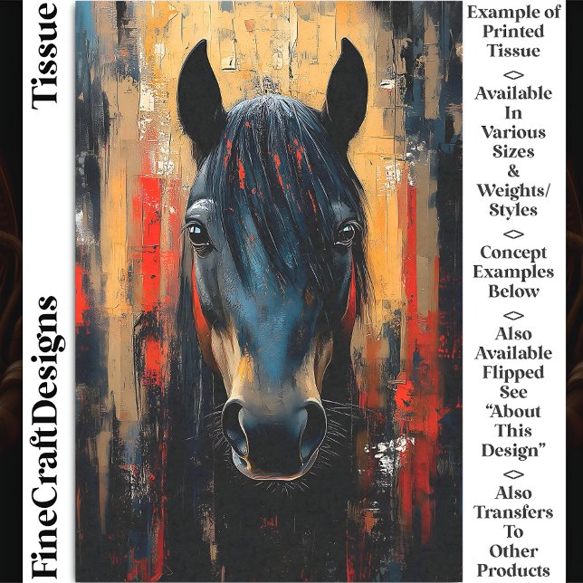 Bold Black Horse Stallion Portrait DE8R Decoupage Tissue Paper (Creator Uploaded)